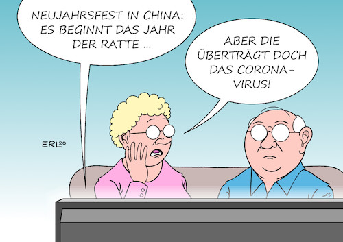 Cartoon: Chinesisches Neujahrsfest (medium) by Erl tagged politik,gesundheit,krankheit,infektion,coronavirus,virus,lunge,china,neujahr,neujahrsfest,horoskop,jahr,der,ratte,überträger,angst,panik,fernsehen,karikatur,erl,politik,gesundheit,krankheit,infektion,coronavirus,virus,lunge,china,neujahr,neujahrsfest,horoskop,jahr,der,ratte,überträger,angst,panik,fernsehen,karikatur,erl