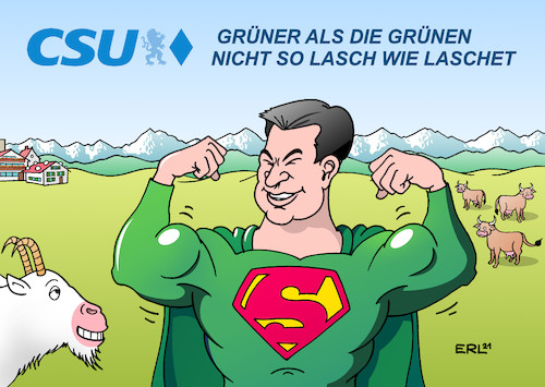 Cartoon: CSU-Programm I (medium) by Erl tagged politik,wahl,2021,bundestagswahl,wahlprogramm,programm,vorstellung,csu,klimaschutz,konkurrenz,bündnis90,die,grünen,ministerpräsident,markus,söder,ambitionen,kanzlerkandidat,union,niederlage,konkurrent,armin,laschet,cdu,lasch,berge,wiesen,kühe,ziege,karikatur,erl,politik,wahl,2021,bundestagswahl,wahlprogramm,programm,vorstellung,csu,klimaschutz,konkurrenz,bündnis90,die,grünen,ministerpräsident,markus,söder,ambitionen,kanzlerkandidat,union,niederlage,konkurrent,armin,laschet,cdu,lasch,berge,wiesen,kühe,ziege,karikatur,erl