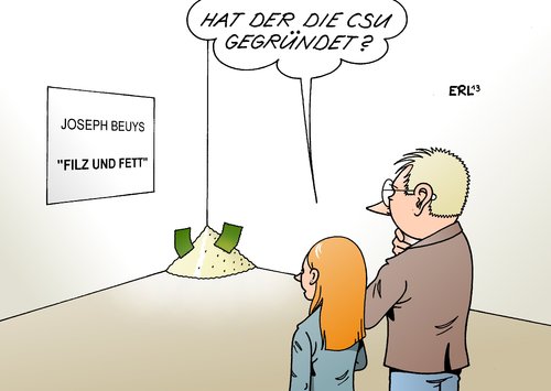 Cartoon: CSU (medium) by Erl tagged csu,bayern,partei,filz,vetternwirtschaft,anstellung,familie,angehörige,frau,ehefrau,kinder,rücktritt,fraktionsvorsitz,georg,schmid,kunst,erweitert,joseph,beuys,fett,fettecke,gründer,csu,bayern,partei,filz,vetternwirtschaft,anstellung,familie,angehörige,frau,ehefrau,kinder,rücktritt,fraktionsvorsitz,georg,schmid,kunst,erweitert,joseph,beuys,fett,fettecke,gründer