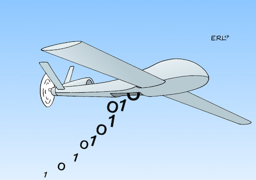 Cartoon: Cyberkrieg (medium) by Erl tagged bundeswehr,militär,soldaten,soldatinnen,cyberarmee,cyberkrieg,internet,hacker,angriff,hackerangriff,infrastruktur,informationen,geheimnis,macht,daten,datenschutz,cyberkrieger,null,eins,nullen,einsen,bits,bytes,drohne,karikatur,erl,bundeswehr,militär,soldaten,soldatinnen,cyberarmee,cyberkrieg,internet,hacker,angriff,hackerangriff,infrastruktur,informationen,geheimnis,macht,daten,datenschutz,cyberkrieger,null,eins,nullen,einsen,bits,bytes,drohne,karikatur,erl