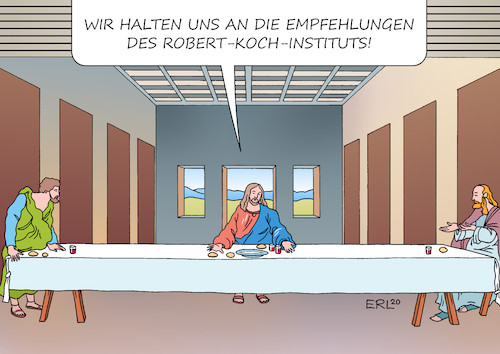 Cartoon: Das Abendmahl (medium) by Erl tagged politik,corona,pandemie,krise,virus,coronavirus,covid19,kontaktverbot,beschränkungen,verbot,gottesdienste,ostern,abendmahl,leonardo,da,vinci,gemälde,jesus,apostel,empfehlung,robert,koch,institut,karikatur,erl,politik,corona,pandemie,krise,virus,coronavirus,covid19,kontaktverbot,beschränkungen,verbot,gottesdienste,ostern,abendmahl,leonardo,da,vinci,gemälde,jesus,apostel,empfehlung,robert,koch,institut,karikatur,erl