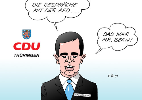 Cartoon: Das sieht ihm wieder ähnlich! (medium) by Erl tagged cdu,thüringen,fraktion,vorsitz,fraktionsvorsitzender,mike,mohring,gespräch,sondierung,afd,partei,rechtspopulismus,zusammenarbeit,ausschluss,bund,länder,mister,bean,rowan,atkinson,komiker,ähnlichkeit,karikatur,erl,cdu,thüringen,fraktion,vorsitz,fraktionsvorsitzender,mike,mohring,gespräch,sondierung,afd,partei,rechtspopulismus,zusammenarbeit,ausschluss,bund,länder,mister,bean,rowan,atkinson,komiker,ähnlichkeit