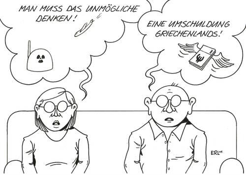 Cartoon: Das Unmögliche denken (medium) by Erl tagged atomkraftwerk,stresstest,sicherheit,überprüfung,risiko,flugzeug,absturz,gau,supergau,möglichkeit,denken,finanzkrise,eurokrise,schulden,krise,überschuldung,griechenland,umschuldung,pleite,atomenergie,ausstieg,energiewende,japan,fukushima