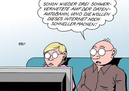 Cartoon: Datenautobahn (medium) by Erl tagged datenautobahn,vernetzt,netz,internet,schnell,langsam,geschwindigkeit,deutschland,land,ausbau,minister,dobrindt,datenautobahn,vernetzt,netz,internet,schnell,langsam,geschwindigkeit,deutschland,land,ausbau,minister,dobrindt