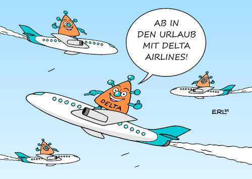 Cartoon: Delta-Airlines (medium) by Erl tagged politik,corona,virus,pandemie,sorge,herbst,vierte,welle,delta,variante,urlaub,reisen,tourismus,flugverkehr,flugzeug,fluglinie,airlines,karikatur,erl,politik,corona,virus,pandemie,sorge,herbst,vierte,welle,delta,variante,urlaub,reisen,tourismus,flugverkehr,flugzeug,fluglinie,airlines,karikatur,erl