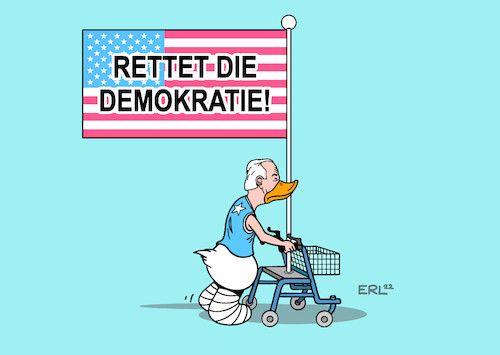 Cartoon: Der Retter (medium) by Erl tagged politik,usa,wahl,midterms,midterm,elections,kongress,repräsentantenhaus,senat,republikaner,trumpisten,donald,trump,verschwörungstheorien,gefahr,demokratie,retter,präsident,joe,biden,demokraten,lame,duck,rollator,karikatur,erl,politik,usa,wahl,midterms,midterm,elections,kongress,repräsentantenhaus,senat,republikaner,trumpisten,donald,trump,verschwörungstheorien,gefahr,demokratie,retter,präsident,joe,biden,demokraten,lame,duck,rollator,karikatur,erl