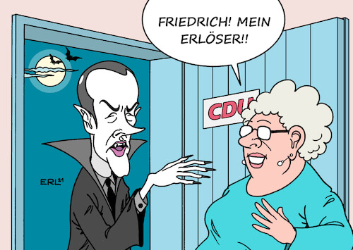 Cartoon: Der Untote (medium) by Erl tagged politik,partei,cdu,suche,vorsitz,berwerbung,kandidat,friedrich,merz,dritter,anlauf,versuch,vergangenheit,zähigkeit,durchhaltevermögen,untoter,vampir,karikatur,erl,politik,partei,cdu,suche,vorsitz,berwerbung,kandidat,friedrich,merz,dritter,anlauf,versuch,vergangenheit,zähigkeit,durchhaltevermögen,untoter,vampir,karikatur,erl