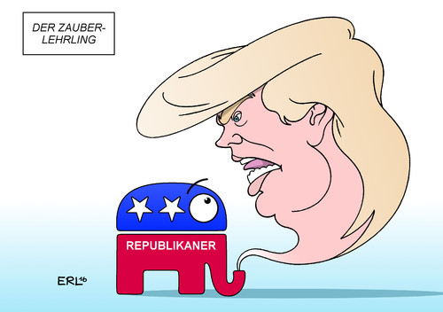 Cartoon: Der Zauberlehrling (medium) by Erl tagged usa,präsidentschaft,vorwahlen,super,tuesday,republikaner,donald,trump,elefant,der,zauberlehrling,gedicht,goethe,geister,rufen,gefahr,karikatur,erl,usa,präsidentschaft,vorwahlen,super,tuesday,republikaner,donald,trump,elefant,der,zauberlehrling,gedicht,goethe,geister,rufen,gefahr,karikatur,erl