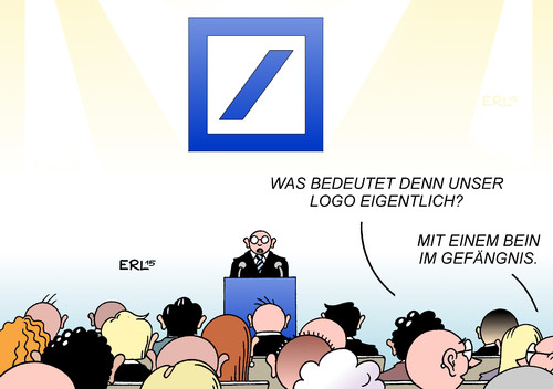 Cartoon: Deutsche Bank (medium) by Erl tagged deutsche,bank,geld,finanzen,investment,geschäfte,geschäftspraktiken,legalität,illegalität,legal,illegal,prozess,prozesse,mit,einem,bein,im,gefängnis,logo,hauptversammlung,aktionäre,karikatur,erl,deutsche,bank,geld,finanzen,investment,geschäfte,geschäftspraktiken,legalität,illegalität,legal,illegal,prozess,prozesse,mit,einem,bein,im,gefängnis,logo,hauptversammlung,aktionäre