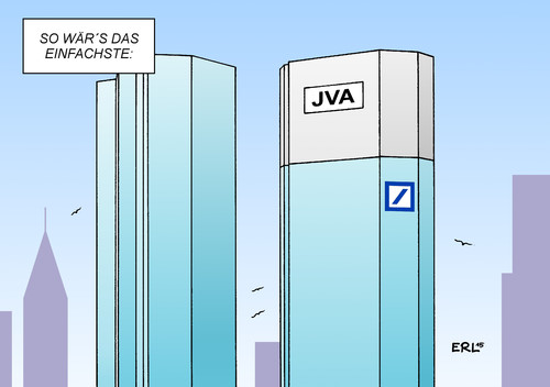 Cartoon: Deutsche Bank (medium) by Erl tagged deutsche,bank,razzia,betrug,gerichtsverfahren,prozess,justiz,polizei,jva,justizvollzugsanstalt,hochhaus,frankfurt,am,main,tower,karikatur,erl,deutsche,bank,razzia,betrug,gerichtsverfahren,prozess,justiz,polizei,jva,justizvollzugsanstalt,hochhaus,frankfurt,am,main,tower