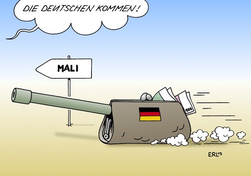 Cartoon: Deutschland Mali (medium) by Erl tagged geberkonferenz,mali,militäreinsatz,krieg,deutschland,beitrag,geld,geberkonferenz,mali,militäreinsatz,krieg,deutschland,beitrag,geld