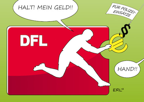 Cartoon: DFL (medium) by Erl tagged politik,sport,fußball,bundesliga,dfl,gericht,urteil,beteiligung,kosten,polizeieinsatz,spiel,risiko,hoch,fußballspiel,bundesligaspiel,fans,hooligans,gewalt,ausschreitungen,hansestadt,bremen,klage,justiz,polizei,euro,karikatur,erl,politik,sport,fußball,bundesliga,dfl,gericht,urteil,beteiligung,kosten,polizeieinsatz,spiel,risiko,hoch,fußballspiel,bundesligaspiel,fans,hooligans,gewalt,ausschreitungen,hansestadt,bremen,klage,justiz,polizei,euro,karikatur,erl