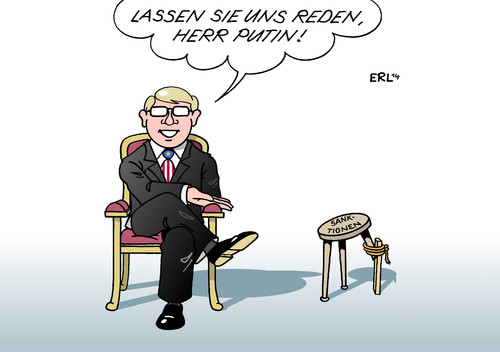 Cartoon: Dialog (medium) by Erl tagged ukraine,krim,russland,referendum,völkerrecht,usa,eu,sanktionen,dialog,gespräch,diplomatie,ukraine,krim,russland,referendum,völkerrecht,usa,eu,sanktionen,dialog,gespräch,diplomatie