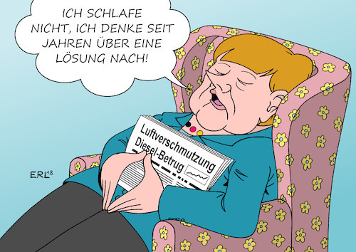 Cartoon: Diesel Regierung (medium) by Erl tagged politik,umwelt,umweltschutz,luft,luftverschmutzung,eu,kommission,klage,länder,stickoxid,feinstaub,werte,überschreitung,deutschland,auto,verkehr,abgase,diesel,dieselskandal,vw,volkswagen,manipulation,software,fahrverbot,nachrüstung,regierung,bundeskanzlerin,angela,merkel,phlegma,schlaf,tiefschlaf,nachdenken,lösung,karikatur,erl,politik,umwelt,umweltschutz,luft,luftverschmutzung,eu,kommission,klage,länder,stickoxid,feinstaub,werte,überschreitung,deutschland,auto,verkehr,abgase,diesel,dieselskandal,vw,volkswagen,manipulation,software,fahrverbot,nachrüstung,regierung,bundeskanzlerin,angela,merkel,phlegma,schlaf,tiefschlaf,nachdenken,lösung,karikatur,erl