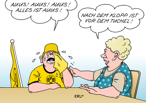 Cartoon: Dortmund (medium) by Erl tagged bvb,09,borussia,dortmund,abschied,trainer,jürgen,klopp,dfp,pokal,finale,niederlage,fusballweisheit,mutter,spiel,nach,vor,thomas,tuchel,trost,karikatur,erl,bvb,09,borussia,dortmund,abschied,trainer,jürgen,klopp,dfp,pokal,finale,niederlage,fusballweisheit,mutter,spiel,nach,vor,thomas,tuchel,trost