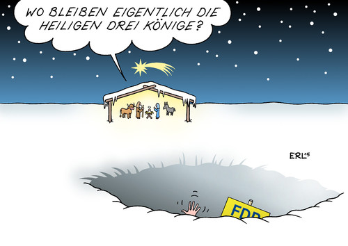 Cartoon: Dreikönigstreffen FDP (medium) by Erl tagged fdp,liberale,partei,bedeutungslosigkeit,umfragetief,loch,dreikönigstreffen,stuttgart,heilige,drei,könige,bethlehem,stall,krippe,jesus,maria,josef,ochse,esel,stern,weihnachten,schnee,karikatur,erl,fdp,liberale,partei,bedeutungslosigkeit,umfragetief,loch,dreikönigstreffen,stuttgart,heilige,drei,könige,bethlehem,stall,krippe,jesus,maria,josef,ochse,esel,stern,weihnachten,schnee