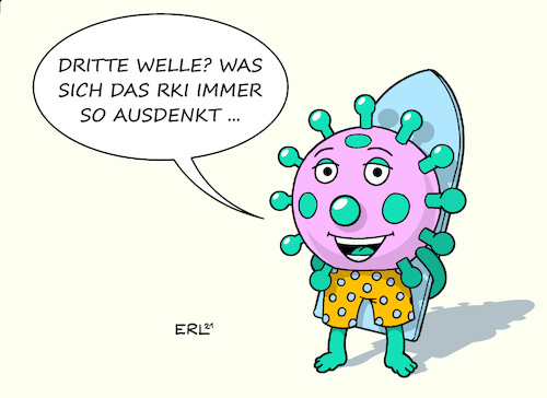 Cartoon: Dritte Welle (medium) by Erl tagged politik,corona,virus,pandemie,covid19,lockdown,wunsch,öffnung,lockerung,rki,robert,koch,institut,warnung,mutationen,dritte,welle,surfen,surfer,karikatur,erl,politik,corona,virus,pandemie,covid19,lockdown,wunsch,öffnung,lockerung,rki,robert,koch,institut,warnung,mutationen,dritte,welle,surfen,surfer,karikatur,erl