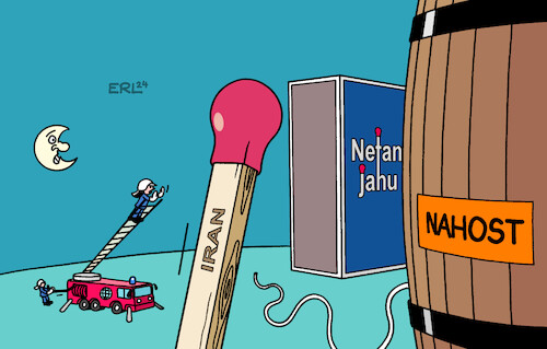 Cartoon: Einsatz in Nahost (medium) by Erl tagged politik,anschlag,angriff,überfall,terror,hamas,israel,reaktion,gaza,krieg,tötung,anführer,ismail,haniyya,gebiet,iran,erwartung,gegenschlag,hisbollah,libanon,verhandlungen,doha,katar,entschärfung,situation,feuerwehr,feuer,zündhölzer,pulverfass,karikatur,erl,politik,anschlag,angriff,überfall,terror,hamas,israel,reaktion,gaza,krieg,tötung,anführer,ismail,haniyya,gebiet,iran,erwartung,gegenschlag,hisbollah,libanon,verhandlungen,doha,katar,entschärfung,situation,feuerwehr,feuer,zündhölzer,pulverfass,karikatur,erl