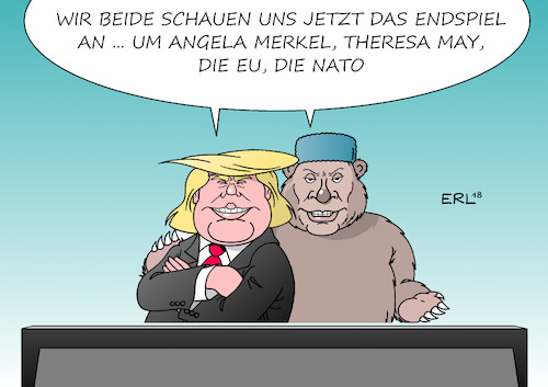 Cartoon: Endspiel (medium) by Erl tagged politik,treffen,präsident,donald,trump,usa,russland,wladimir,putin,weltpolitik,deutschland,flüchtlingspolitik,eu,rechtspopulismus,nationalismus,abschottung,brexit,austritt,großbritannien,gb,uk,bundeskanzlerin,angela,merkel,premierministerin,theresa,may,fußball,weltmeisterschaft,fußballweltmeisterschaft,endspiel,frankreich,kroatien,karikatur,erl,politik,treffen,präsident,donald,trump,usa,russland,wladimir,putin,weltpolitik,deutschland,flüchtlingspolitik,eu,rechtspopulismus,nationalismus,abschottung,brexit,austritt,großbritannien,gb,uk,bundeskanzlerin,angela,merkel,premierministerin,theresa,may,fußball,weltmeisterschaft,fußballweltmeisterschaft,endspiel,frankreich,kroatien,karikatur,erl