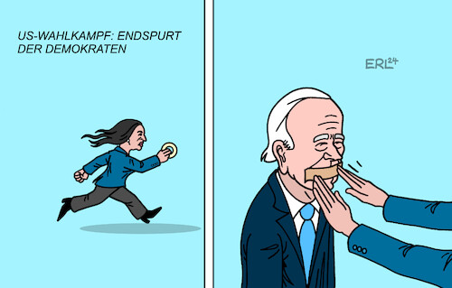 Cartoon: Endspurt (medium) by Erl tagged politik,usa,wahl,wahlkampf,endspurt,kamala,harris,demokraten,joe,biden,vergleich,republikaner,wähler,müll,karikatur,erl,politik,usa,wahl,wahlkampf,endspurt,kamala,harris,demokraten,joe,biden,vergleich,republikaner,wähler,müll,karikatur,erl