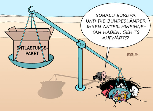 Cartoon: Entlastungspaket (medium) by Erl tagged olitik,finanzen,inflation,krieg,russland,ukraine,energie,gas,knappheit,verteuerung,anstieg,lebenshaltungskosten,bundesregierung,ampel,spd,grüne,fdp,entlastungspaket,finanzierung,teil,eu,europa,bundesländer,waage,gerechtigkeit,bürgerinnen,bürger,demokratie,karikatur,erl,olitik,finanzen,inflation,krieg,russland,ukraine,energie,gas,knappheit,verteuerung,anstieg,lebenshaltungskosten,bundesregierung,ampel,spd,grüne,fdp,entlastungspaket,finanzierung,teil,eu,europa,bundesländer,waage,gerechtigkeit,bürgerinnen,bürger,demokratie,karikatur,erl