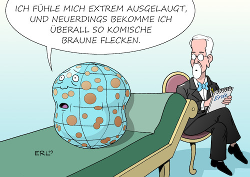 Cartoon: Erde (medium) by Erl tagged politik,gesellschaft,umwelt,erde,zustand,schlecht,klimawandel,erderwärmung,gewalt,armut,rechtspopulismus,nationalismus,rassismus,egoismus,psychonanlyse,karikatur,erl,politik,gesellschaft,umwelt,erde,zustand,schlecht,klimawandel,erderwärmung,gewalt,armut,rechtspopulismus,nationalismus,rassismus,egoismus,psychonanlyse,karikatur,erl