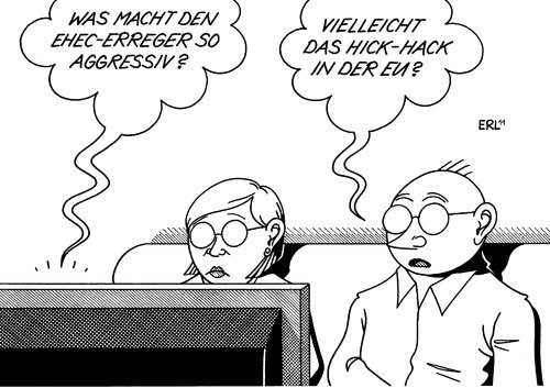 Cartoon: Erreger (medium) by Erl tagged ehec,erreger,bakterium,erbanlage,aggressiv,europa