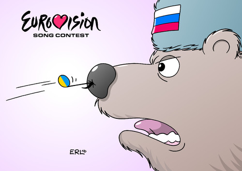 Cartoon: ESC (medium) by Erl tagged esc,eurovision,song,contest,musik,wettbewerb,komponist,lied,sänger,interpret,völkerverständigung,einigung,harmonie,love,peace,sieger,ukraine,somg,krim,tartaren,vertreibung,provokation,russland,bär,note,pfeil,politisch,karikatur,erl,esc,eurovision,song,contest,musik,wettbewerb,komponist,lied,sänger,interpret,völkerverständigung,einigung,harmonie,love,peace,sieger,ukraine,somg,krim,tartaren,vertreibung,provokation,russland,bär,note,pfeil,politisch,karikatur,erl