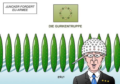 Cartoon: EU-Armee (medium) by Erl tagged eu,europa,kommissionspräsident,juncker,vorschlag,armee,gemeinsam,militär,truppe,gurkentruppe,gurke,krümmung,bürokratie,vorschrift,karikatur,erl,eu,europa,kommissionspräsident,juncker,vorschlag,armee,gemeinsam,militär,truppe,gurkentruppe,gurke,krümmung,bürokratie,vorschrift