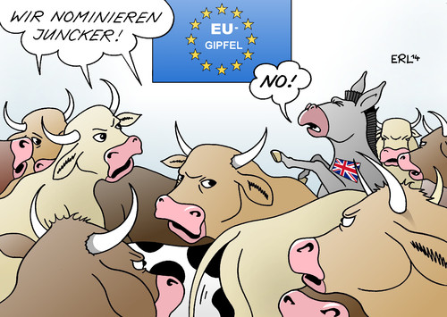 Cartoon: EU-Gipfel (medium) by Erl tagged eu,gipfel,nominierung,jean,claude,juncker,kommissionspräsident,kommission,praäsident,widerstand,großbritannien,david,cameron,kuhhandel,europawahl,kuh,kühe,stier,stiere,europa,esel,eu,gipfel,nominierung,jean,claude,juncker,kommissionspräsident,kommission,praäsident,widerstand,großbritannien,david,cameron,kuhhandel,europawahl,kuh,kühe,stier,stiere,europa,esel