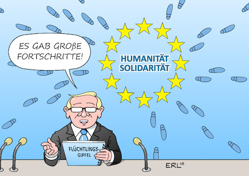 Cartoon: EU-Gipfel (medium) by Erl tagged politik,deutschland,streit,flüchtlingspolitik,asylmasterplan,flüchtlinge,grenze,innenminister,horst,seehofer,csu,national,alleingang,bundeskanzlerin,merkel,cdu,eu,recht,europa,gemeinsam,treffen,gipfel,abschottung,abschreckung,fortschritte,lager,landtagswahl,bayern,angst,afd,verlust,humanität,solidarität,karikatur,erl,politik,deutschland,streit,flüchtlingspolitik,asylmasterplan,flüchtlinge,grenze,innenminister,horst,seehofer,csu,national,alleingang,bundeskanzlerin,merkel,cdu,eu,recht,europa,gemeinsam,treffen,gipfel,abschottung,abschreckung,fortschritte,lager,landtagswahl,bayern,angst,afd,verlust,humanität,solidarität,karikatur,erl