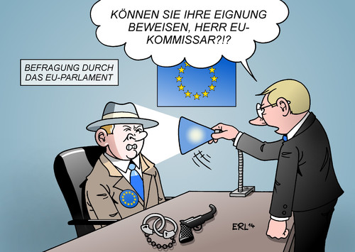 Cartoon: EU-Kommissare (medium) by Erl tagged eu,posten,postenvergabe,kommissar,kommissare,befragung,parlament,verhör,lampe,eignung,handschellen,pistole,eu,posten,postenvergabe,kommissar,kommissare,befragung,parlament,verhör,lampe,eignung,handschellen,pistole