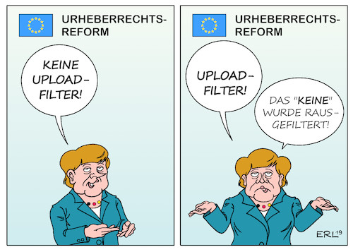 Cartoon: EU-Urheberrecht (medium) by Erl tagged politik,netzpolitik,internet,eu,urheberrecht,reform,urheber,honorar,anteil,verwertungsgesellschaften,internetkonzerne,zweifelsfall,uploadfilter,deutschland,merkel,alleingang,filter,karikatur,erl,politik,netzpolitik,internet,eu,urheberrecht,reform,urheber,honorar,anteil,verwertungsgesellschaften,internetkonzerne,zweifelsfall,uploadfilter,deutschland,merkel,alleingang,filter,karikatur,erl