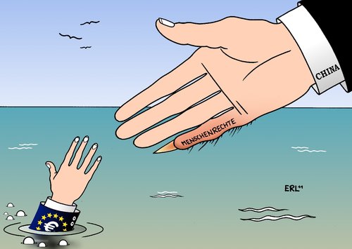 Cartoon: EU China (medium) by Erl tagged eu,euro,schulden,krise,kredit,untestützung,hilfe,angebot,china,menschenrechte,demokratie,marktwirtschaft,gegenleistung,eu,schulden,euro,krise,untestützung,hilfe,angebot,china,menschenrechte,demokratie,gegenleistung