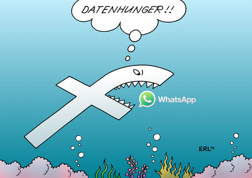 Cartoon: Facebook (medium) by Erl tagged facebook,übernahme,kauf,whatsapp,message,service,dienst,internet,community,smartphone,daten,hunger,datenhunger,hai,meer,nahrungskette,fressen,schlucken,facebook,übernahme,kauf,whatsapp,message,service,dienst,internet,community,smartphone,daten,hunger,datenhunger,hai,meer,nahrungskette,fressen,schlucken