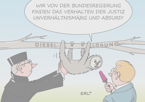 Cartoon: Fahrverbot-Kritik (medium) by Erl tagged politik,gericht,richter,justiz,diesel,fahrverbot,kritik,bunderegierung,verkehrsminister,andreas,scheuer,csu,faultier,karikatur,erl,politik,gericht,richter,justiz,diesel,fahrverbot,kritik,bunderegierung,verkehrsminister,andreas,scheuer,csu,faultier,karikatur,erl