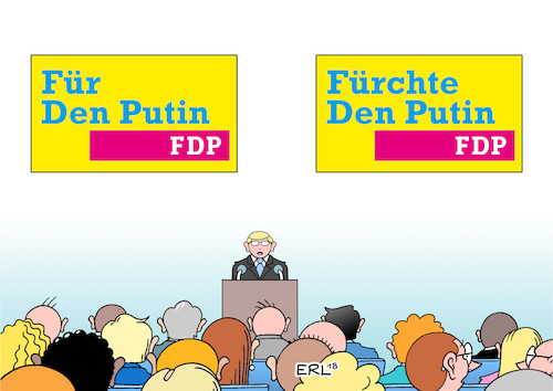 Cartoon: FDP (medium) by Erl tagged politik,fdp,freie,demokraten,liberale,partei,parteitag,streit,richtung,umgang,russland,für,gegen,sanktionen,annektion,krim,krieg,ostukraine,ukraine,christian,lindner,wolfgang,kubicki,meinung,meinungsverschiedenheit,wirtschaft,geld,karikatur,erl,politik,fdp,freie,demokraten,liberale,partei,parteitag,streit,richtung,umgang,russland,für,gegen,sanktionen,annektion,krim,krieg,ostukraine,ukraine,christian,lindner,wolfgang,kubicki,meinung,meinungsverschiedenheit,wirtschaft,geld,karikatur,erl