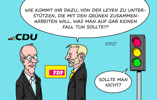 Cartoon: FDP (medium) by Erl tagged politik,fdp,eu,europaabgeordnete,wahl,kommissionspräsidentin,ursula,von,der,leyen,versagung,unterstützung,verdacht,zusammenarbeit,grüne,christian,lindner,beschwerde,friedrich,merz,cdu,bundesregierung,ampel,liberale,opposition,blockade,klimaschutz,karikatur,erl,politik,fdp,eu,europaabgeordnete,wahl,kommissionspräsidentin,ursula,von,der,leyen,versagung,unterstützung,verdacht,zusammenarbeit,grüne,christian,lindner,beschwerde,friedrich,merz,cdu,bundesregierung,ampel,liberale,opposition,blockade,klimaschutz,karikatur,erl