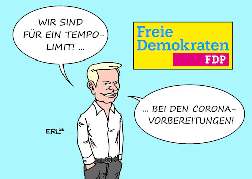 Cartoon: FDP für Tempolimit (medium) by Erl tagged politik,corona,virus,pandemie,covid19,2022,sommerwelle,bundesregierung,karl,lauterbach,ampel,spd,grüne,vorbereitungen,sommer,herbst,winter,bremse,fdp,tempolimit,christian,lindner,karikatur,erl,politik,corona,virus,pandemie,covid19,2022,sommerwelle,bundesregierung,karl,lauterbach,ampel,spd,grüne,vorbereitungen,sommer,herbst,winter,bremse,fdp,tempolimit,christian,lindner,karikatur,erl