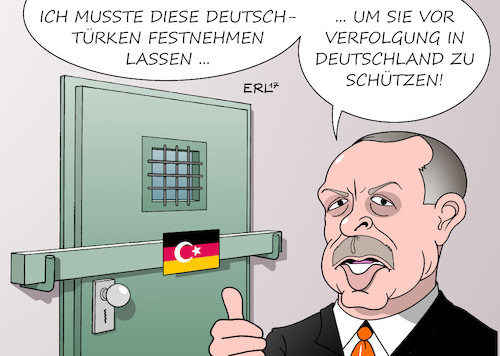 Cartoon: Festnahmen Türkei (medium) by Erl tagged türkei,präsident,erdogan,putschversuch,präsidialsystem,säuberung,verhaftungen,journalisten,deutsche,deutschtürken,touristen,reisehinweis,reisewarnung,warnung,reisen,deutschland,verfolgung,sicherheit,gefahr,karikatur,erl,türkei,präsident,erdogan,putschversuch,präsidialsystem,säuberung,verhaftungen,journalisten,deutsche,deutschtürken,touristen,reisehinweis,reisewarnung,warnung,reisen,deutschland,verfolgung,sicherheit,gefahr,karikatur,erl