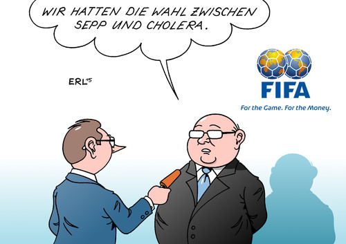 Cartoon: FIFA Wahl (medium) by Erl tagged fifa,welt,fußball,verband,korruption,geldwäsche,kriminalität,präsident,sepp,blatter,wiederwahl,pest,cholera,sport,spiel,geld,macht,karikatur,erl,fifa,welt,fußball,verband,korruption,geldwäsche,kriminalität,präsident,sepp,blatter,wiederwahl,pest,cholera,sport,spiel,geld,macht