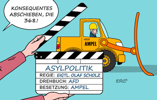 Cartoon: Film (medium) by Erl tagged politik,terror,terrorismus,islamismus,solingen,anschlag,terroranschlag,messer,angst,schrecken,unsicherheit,misstrauen,flüchtlinge,migration,asyl,asylpolitik,wählerstimmen,afd,wahlen,landtagswahlen,thüringen,sachsen,brandenburg,niederlage,ampel,spd,grüne,fdp,rezept,konsequentes,abschieben,abgelehnte,asylbewerber,film,drehbuch,klappe,karikatur,erl,politik,terror,terrorismus,islamismus,solingen,anschlag,terroranschlag,messer,angst,schrecken,unsicherheit,misstrauen,flüchtlinge,migration,asyl,asylpolitik,wählerstimmen,afd,wahlen,landtagswahlen,thüringen,sachsen,brandenburg,niederlage,ampel,spd,grüne,fdp,rezept,konsequentes,abschieben,abgelehnte,asylbewerber,film,drehbuch,klappe,karikatur,erl