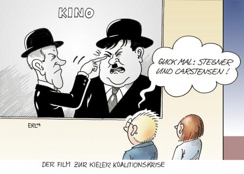 Cartoon: Film (medium) by Erl tagged große,koalition,schleswig,holstein,kiel,carstensen,stegner,dick,doof,laurel,hardy,stummfilm,film,kino,komiker,große koalition,schleswig holstein,kiel,carstensen,stegner,dick,doof,laurel,hardy,stummfilm,kino,komiker,film,große,koalition,schleswig,holstein