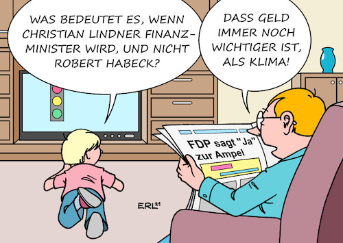 Cartoon: Finanzminister (medium) by Erl tagged politik,ampel,koalition,verhandlungen,posten,finanzminister,anwärter,christian,lindner,fdp,robert,habeck,grüne,klima,wirtschaft,geld,regierung,rot,gelb,grün,spd,vater,sohn,fernsehen,zeitung,nachrichten,medien,karikatur,erl,politik,ampel,koalition,verhandlungen,posten,finanzminister,anwärter,christian,lindner,fdp,robert,habeck,grüne,klima,wirtschaft,geld,regierung,rot,gelb,grün,spd,vater,sohn,fernsehen,zeitung,nachrichten,medien,karikatur,erl