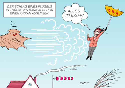 Cartoon: Flügelschlag (medium) by Erl tagged politik,thüringen,landtag,wahl,ministerpräsident,fdp,stimmen,afd,björn,höcke,rechtsextremismus,flügel,flügelschlag,orkan,berlin,cdu,annegret,kramp,karrenbauer,führungsschwäche,krise,sturm,sturmtief,sabine,wetter,karikatur,erl,politik,thüringen,landtag,wahl,ministerpräsident,fdp,stimmen,afd,björn,höcke,rechtsextremismus,flügel,flügelschlag,orkan,berlin,cdu,annegret,kramp,karrenbauer,führungsschwäche,krise,sturm,sturmtief,sabine,wetter,karikatur,erl