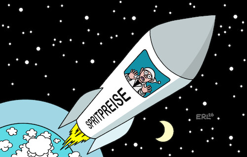 Cartoon: Flug ins All (medium) by Erl tagged politik,irankrieg,anstieg,ölpreis,spritpreis,spritpreise,flug,all,raumfahrt,mond,artemis,rakete,karikatur,erl,politik,irankrieg,anstieg,ölpreis,spritpreis,spritpreise,flug,all,raumfahrt,mond,artemis,rakete,karikatur,erl
