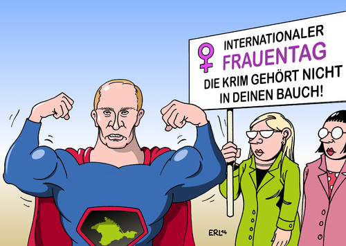 Cartoon: Frauentag (medium) by Erl tagged frauentag,weltfrauentag,international,feminismus,frauenrechte,krim,ukraine,russland,putin,bauch,einverleiben,superman,stärke,demonstration,frauentag,weltfrauentag,international,feminismus,frauenrechte,krim,ukraine,russland,putin,bauch,einverleiben,superman,stärke,demonstration