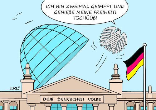 Cartoon: Freiheit für Geimpfte (medium) by Erl tagged politik,corona,virus,pandemie,covid19,lockdown,kontaktverbot,beschränkung,schließung,impfstoff,impfung,impfen,geimpfte,grundrechte,freiheiten,impfpass,gesetz,verabschiedung,bundestag,bundesadler,freiheit,karikatur,erl,politik,corona,virus,pandemie,covid19,lockdown,kontaktverbot,beschränkung,schließung,impfstoff,impfung,impfen,geimpfte,grundrechte,freiheiten,impfpass,gesetz,verabschiedung,bundestag,bundesadler,freiheit,karikatur,erl