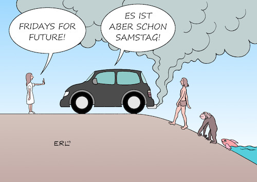 Cartoon: Fridays for Future (medium) by Erl tagged politik,klima,klimawandel,erderwärmung,co2,suv,fridays,for,future,schüler,protest,jugend,greta,thunberg,klimaschutz,evolution,karikatur,erl,politik,klima,klimawandel,erderwärmung,co2,suv,fridays,for,future,schüler,protest,jugend,greta,thunberg,klimaschutz,evolution,karikatur,erl