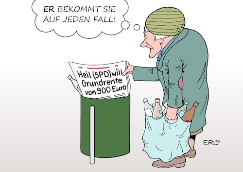 Cartoon: Frohe Botschaft II (medium) by Erl tagged politik,gesellschaft,soziales,alter,altersversorgung,rente,arbeit,altersarmut,armut,vorschlag,arbeitsminister,hubertus,heil,spd,grundrente,900,euro,rentner,rentnerin,flaschensammeln,pfand,zeitung,karikatur,erl,politik,gesellschaft,soziales,alter,altersversorgung,rente,arbeit,altersarmut,armut,vorschlag,arbeitsminister,hubertus,heil,spd,grundrente,900,euro,rentner,rentnerin,flaschensammeln,pfand,zeitung,karikatur,erl